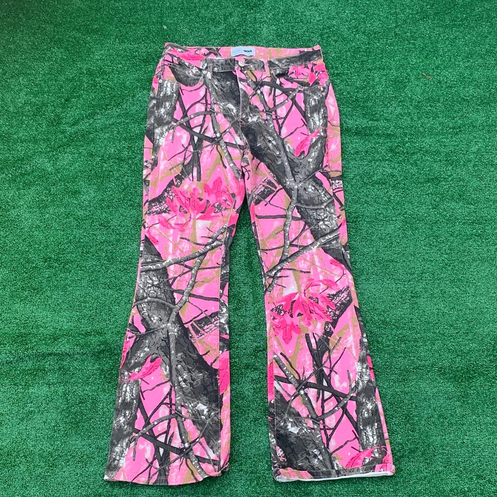 Fashion Nova Pink Camo Bootcut Jeans